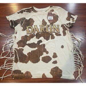 AMERICAN DARLIN STAR S/S FRINGE TEE SZ SMALL